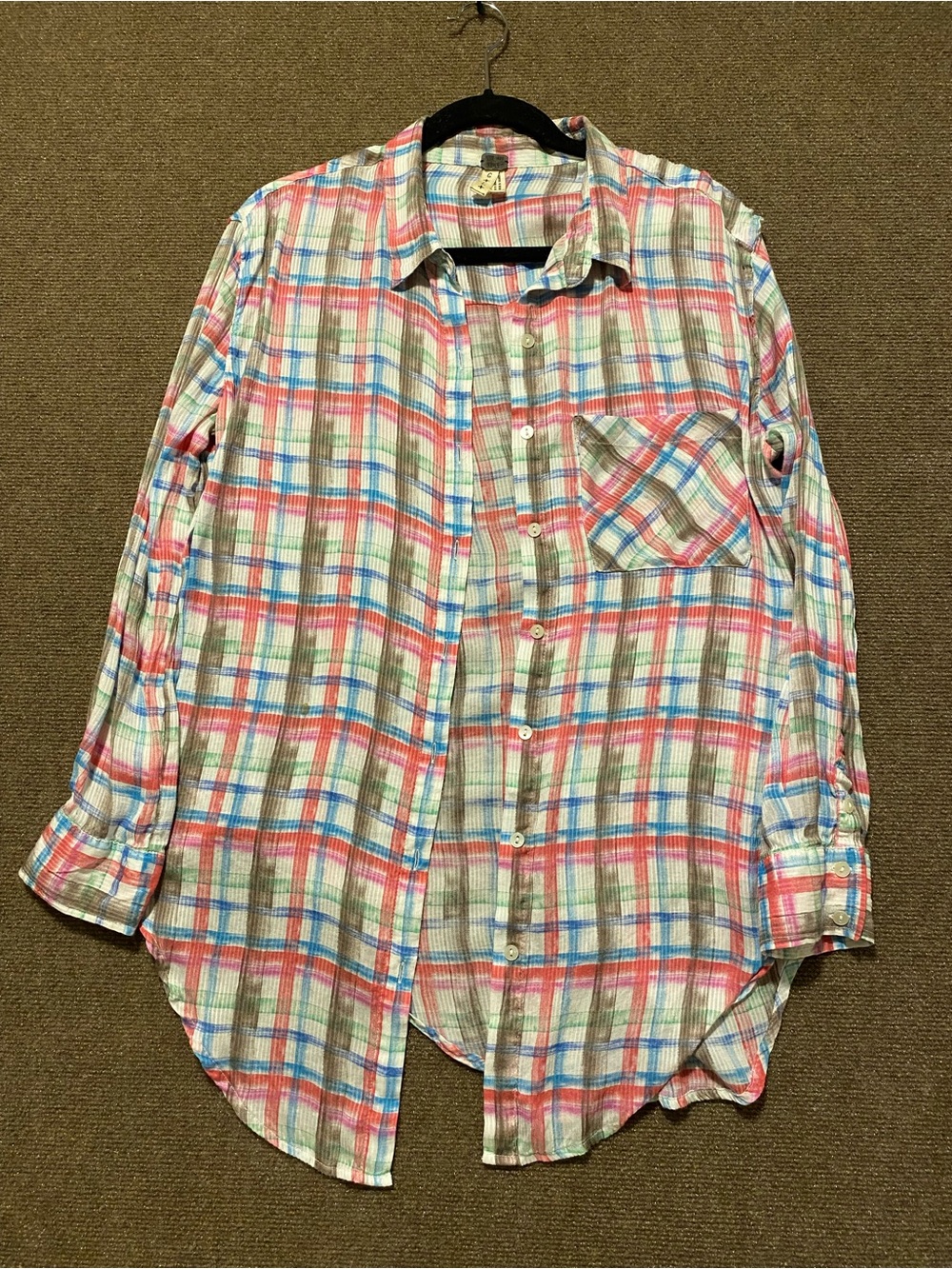 We The Free Free People Plaid Button Down Shirt Multi Color Size S